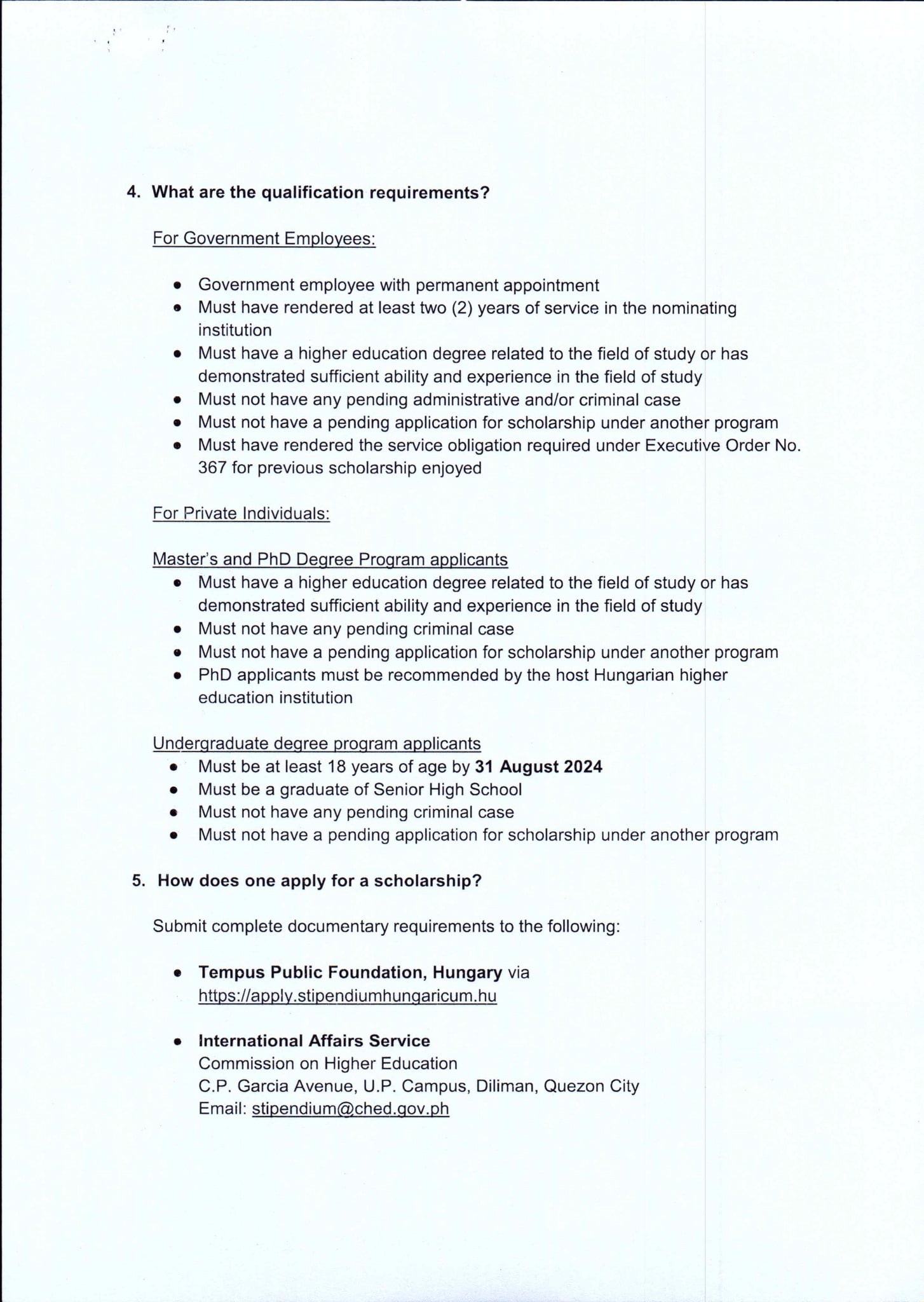 Call for Applications to the Stipendium Hungaricum(SH) Scholarship
